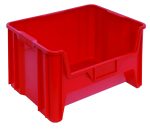 The Quantum Container, made in the USA from bright red injection molded high-density polypropylene, is ideal for organizing or transporting items. It measures 15-1/4 x 19-7/8 x 12-7/16, features reinforced sides, an open top, side handles, and a six 1/4 drill hole pattern for drainage and air circulation.