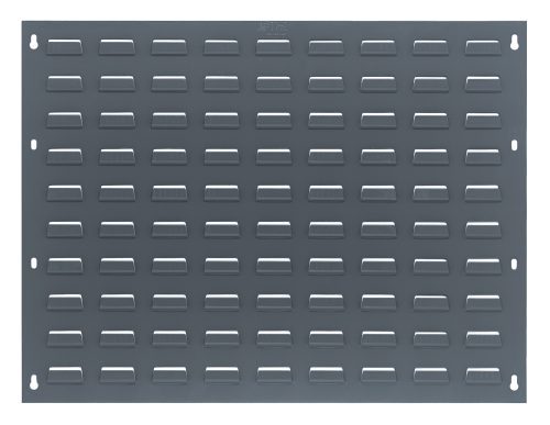 QLP-2721.jpg The Quantum Louvered Panel, 27-3/4L x 21H, is a wall-mounted, gray enamel-coated piece made from heavy-duty 16 gauge cold-rolled steel. Featuring rectangular openings and corner holes for mounting (hardware not included), it offers a smooth and symmetrical design ideal for various settings.