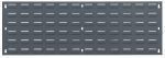 The Quantum Louvered Panel, 36L x 12H, is made of heavy-duty 16 gauge cold rolled steel with a gray enamel finish and features slots for wall mounting.