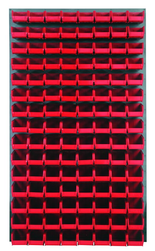 QLP-3661-220-120_RD.jpg The Quantum Louvered Panel is a wall-mounted, gray enamel-coated steel rack measuring 36L x 8D x 61H. It features a panel with (120) clear QUS220 bins for efficient organization of tools and small items. Note: Mounting hardware is not included.