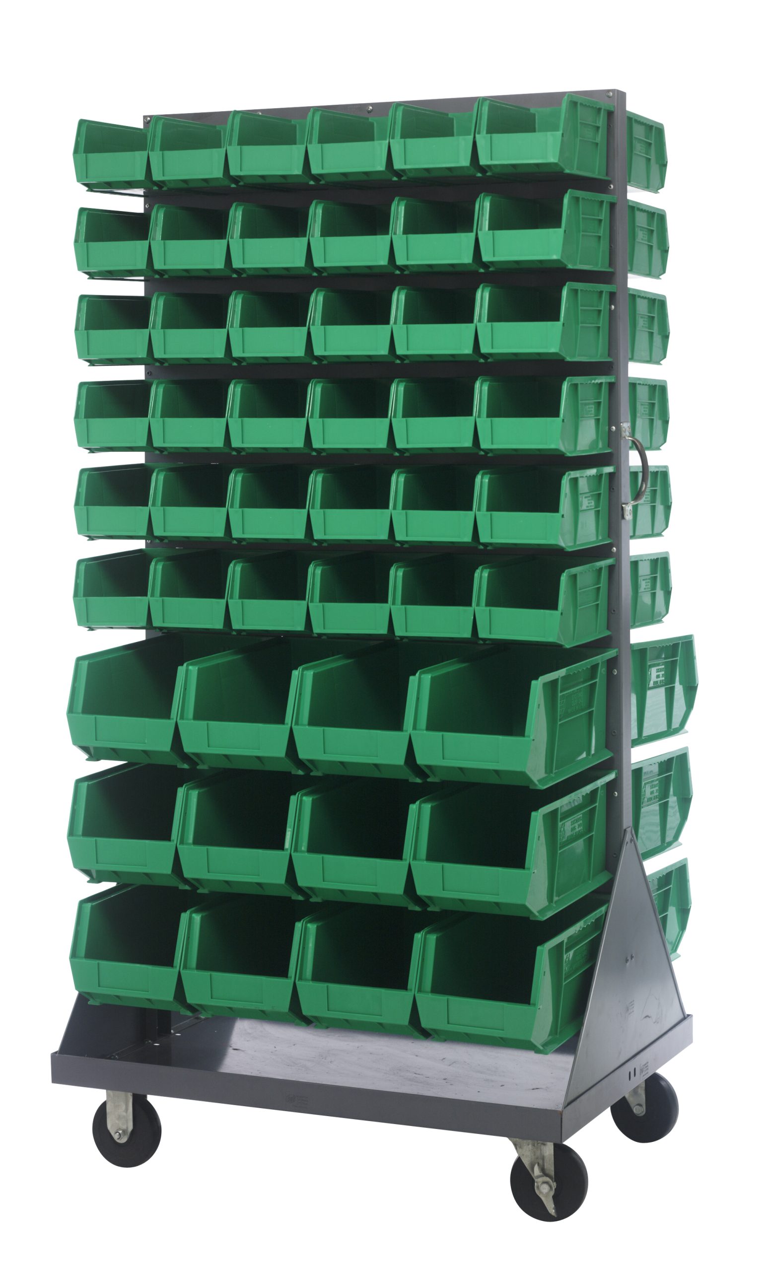 Quantum Louvered Rack, Double Sided, Green Bins Cold Rolled Steel Gray Enamel Steel