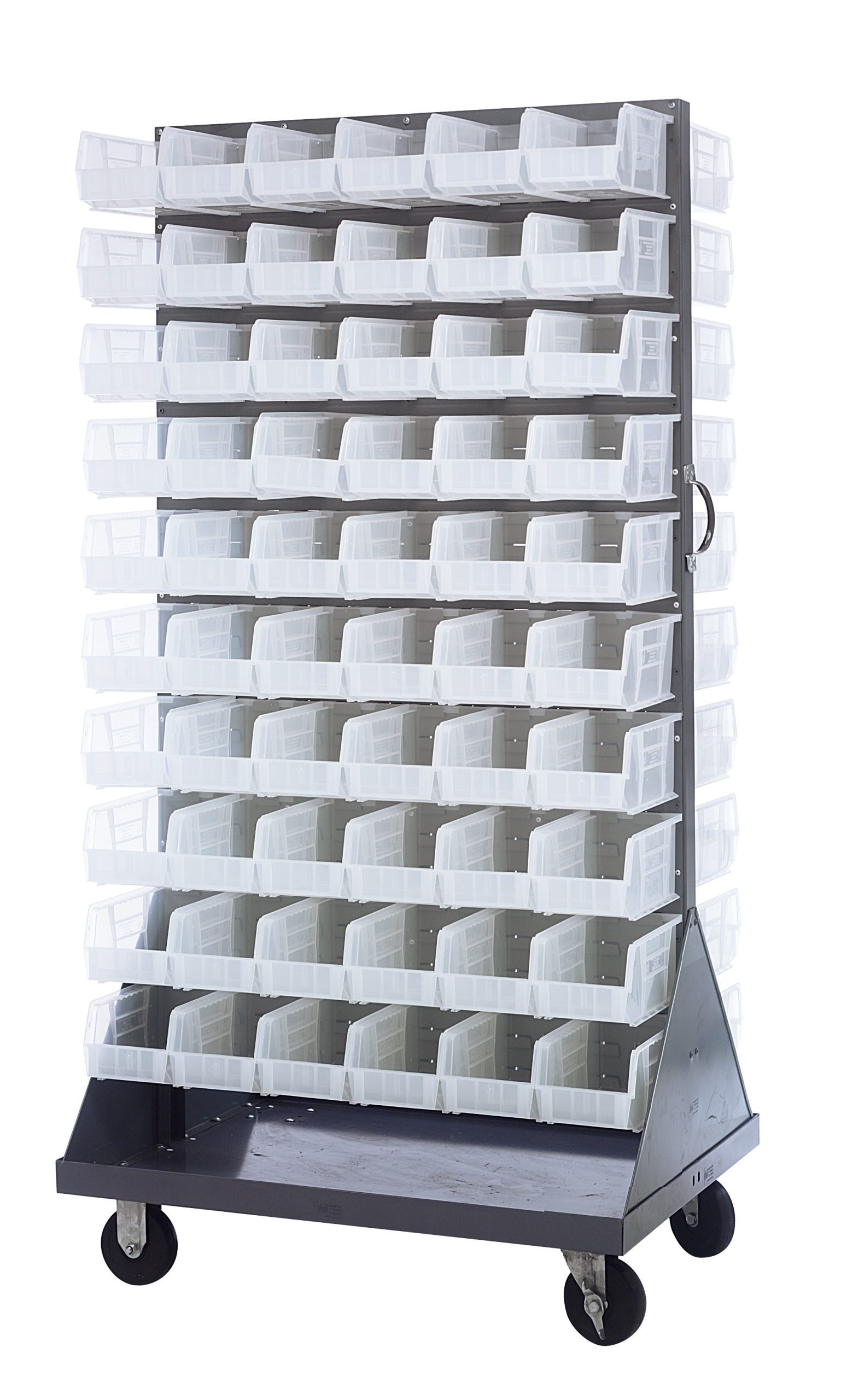 Quantum Louvered Rack, Double Sided, Clear Bins Cold Rolled Steel Gray Enamel Steel