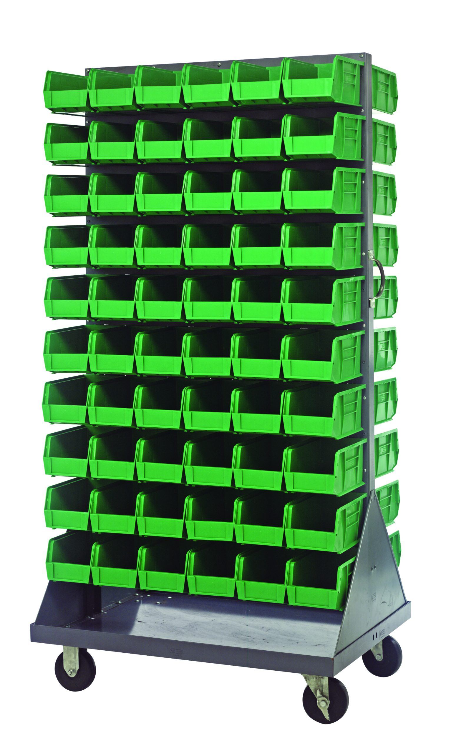 Quantum Louvered Rack, Double Sided, Green Bins Cold Rolled Steel Gray Enamel Steel