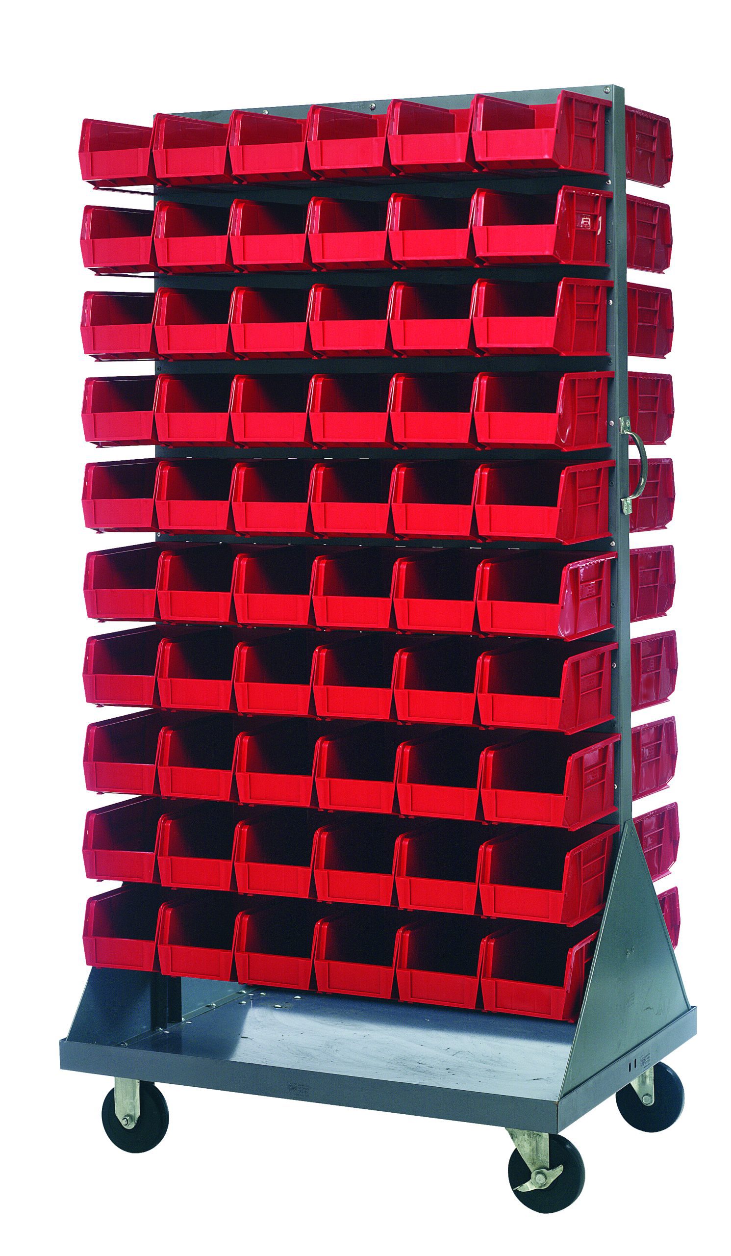 Quantum Louvered Rack, Double Sided, Red Bins Cold Rolled Steel Gray Enamel Steel