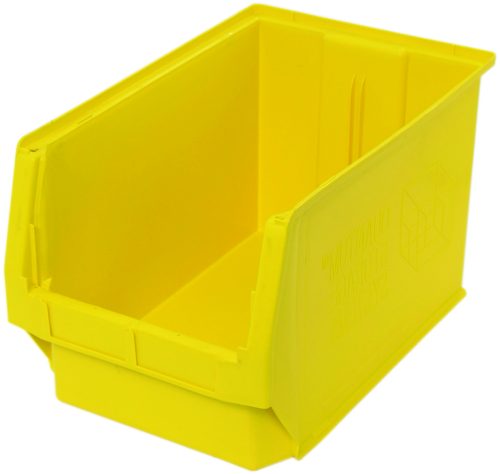 QMS533_YL.jpg The Quantum Magnum Bin, in bright yellow and made from high-density polypropylene, measures 19-3/4L x 12-3/8W x 11-7/8H. With reinforced edges and a slanted opening, it resists most solvents, corrosion, rust, and rot for organizing items with durability. Made in the USA.