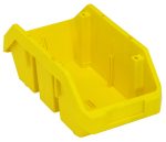 The Quantum Quickpick Bin, measuring 12-1/2W x 6-5/8D x 5H, is a yellow heavy-duty polypropylene storage solution with double-sided access and reinforced sides, perfect for organizing your space. Made in the USA.