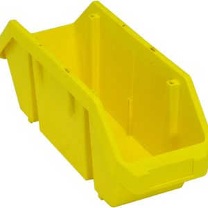 The Quantum QuickPick Bin is a robust, USA-made organizer with double-sided access, crafted from heavy-duty polypropylene. It measures 18-1/2W x 6-5/8D x 7H in yellow and features an open top and label slot, perfect for efficiently storing tools or supplies.