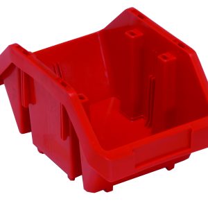 The Quantum Quickpick Bin, crafted from heavy-duty polypropylene and made in the USA, is a red storage solution with dual-side access. Measuring 9-1/2W x 6-5/8D x 5H, its perfect for organizing tools or small items.