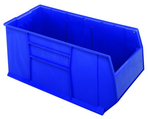 QRB206_BL.jpg The blue RackBin 42 Container, made in the USA from high-density polypropylene, measures 47-7/8L x 19-7/8W x 17-1/2H and holds up to 180 lbs. It features an open front for easy access and includes (8) drill holes for drainage or air circulation if needed.