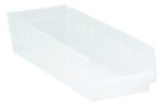 The Economy Shelf Bin is a clear polypropylene storage solution with seven divider slots, rear hanglock, and molded-in label holder. Measuring 17-7/8W x 6-5/8D x 4H, its perfect for organization and effortless nesting. Made in the USA.