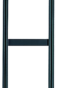 The Quantum Tip Out Bin Frame is a tall, narrow black ladder-like structure with two vertical bars and one horizontal bar in the middle. It features a black powder-coated steel frame on a white background. Each bin needs QDS300 mounting hardware, sold separately from the bins and hardware.