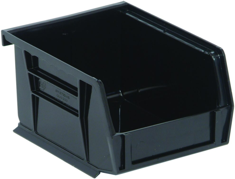 Black conductive Ultra stack and hang bin with hopper front