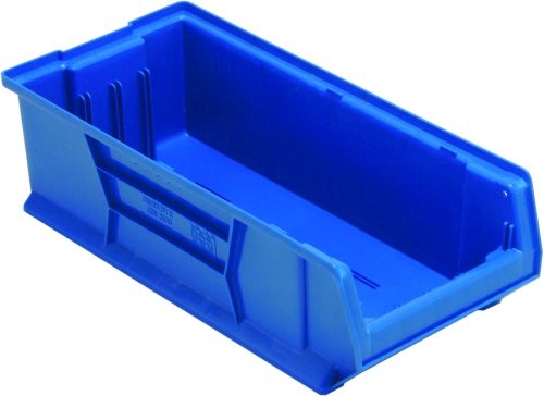 QUS952_BL.jpg The Quantum Hulk 24 Container in blue is crafted from durable polypropylene, made in the USA, and features reinforced sides, a label holder, and slotted grooves for organized stacking. Its 23-7/8L x 11W x 7H dimensions make it ideal for optimizing any space.