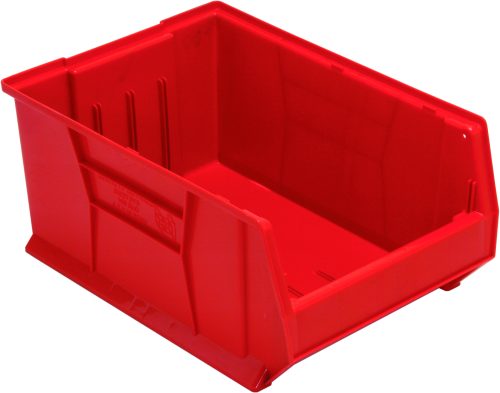 QUS954_RD.jpg The Quantum Hulk 24 container, made in the USA from durable polypropylene, measures 23-7/8L x 16-1/2W x 11H. This vivid red bin features an open front and reinforced sides, ensuring easy organization with effortless access to essentials.