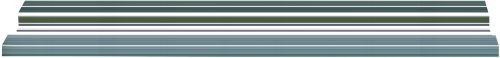 The Quantum V-Track features abstract horizontal streaks in green, white, and blue on sleek aluminum, creating a layered effect. Made in the USA and NSF approved, its sold per inch for a custom fit.