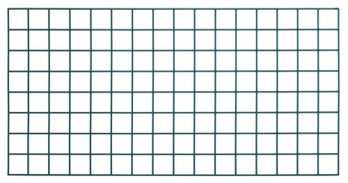 The Quantum Store Grid Panel, measuring 48W x 24H, has a green epoxy antimicrobial finish and NSF certification. It features a simple, uniform pattern of small square cells with evenly spaced dark horizontal and vertical lines on a white background.