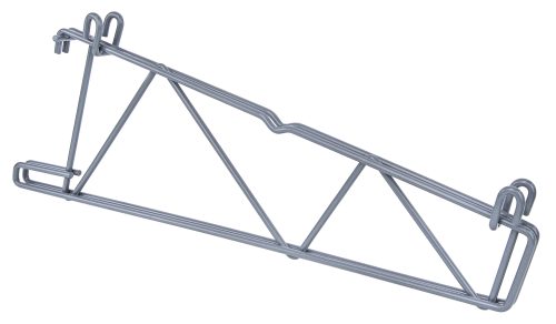 The Quantum Store Grid Shelf Support Bracket is a gray, lightweight metal wire bracket with a double triangular support and hooks. It features a gray epoxy antimicrobial finish and is ideal for securely mounting or holding objects on 18W shelves.