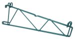 The Quantum Store Grid Shelf Support Bracket is triangular with hooks on each end, designed for 21W shelves. It features an NSF-certified green epoxy antimicrobial finish, ideal for structural or supportive uses with angular lines and a lightweight appearance.