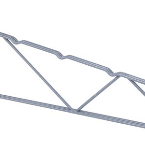 The Quantum Store Grid Shelf Support Bracket is designed for 24 shelves and features a double triangular support with hooks for easy mounting. Finished in gray epoxy antimicrobial coating, this NSF-certified bracket combines minimalist and industrial style for versatile display use.