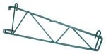 The Quantum Store Grid Shelf Support Bracket is a green metal triangular support with hooks, designed for 21W shelves. It boasts an antimicrobial epoxy finish, NSF certification, and features multiple angled bars for enhanced reinforcement and stability.