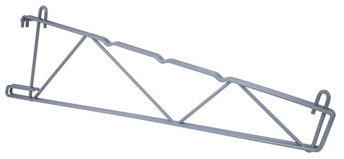 This gray epoxy antimicrobial finish wine rack features a geometric triangular design, ideal for wall mounting. Its NSF-certified Quantum Store Grid Shelf Support Bracket securely holds bottles on 24W shelves.