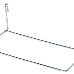 The Quantum Store Grid Hanging File Folder, 12-1/4W x 6D, features a chrome-plated finish with two top curved hooks. Its sleek minimalist design is ideal for organizing closets or cabinets.