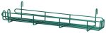 The Quantum Store Grid Spice Rack, featuring a green epoxy antimicrobial finish, is NSF certified and ideal for hanging. It measures 11-1/4W x 5W x 3-3/4H, has an elongated rectangular shape with curved edges, top hooks, and horizontal bars forming the base.