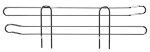 The Quantum Side Ledge, 14D x 4H, features two long parallel metal rods with bent ends and upright supports that resemble a wire toast rack. The chrome-plated finish and minimalist design stand out against a white background.