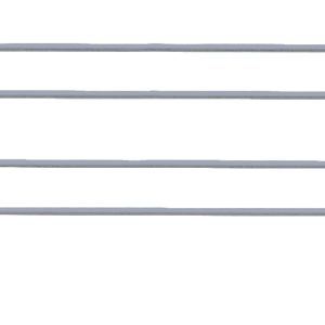The Quantum Side Ledge is a thin metal rack with two parallel bars and vertical supports for holding items. It features a compact silver frame, measures 21D x 4H, and has a durable gray epoxy antimicrobial finish.