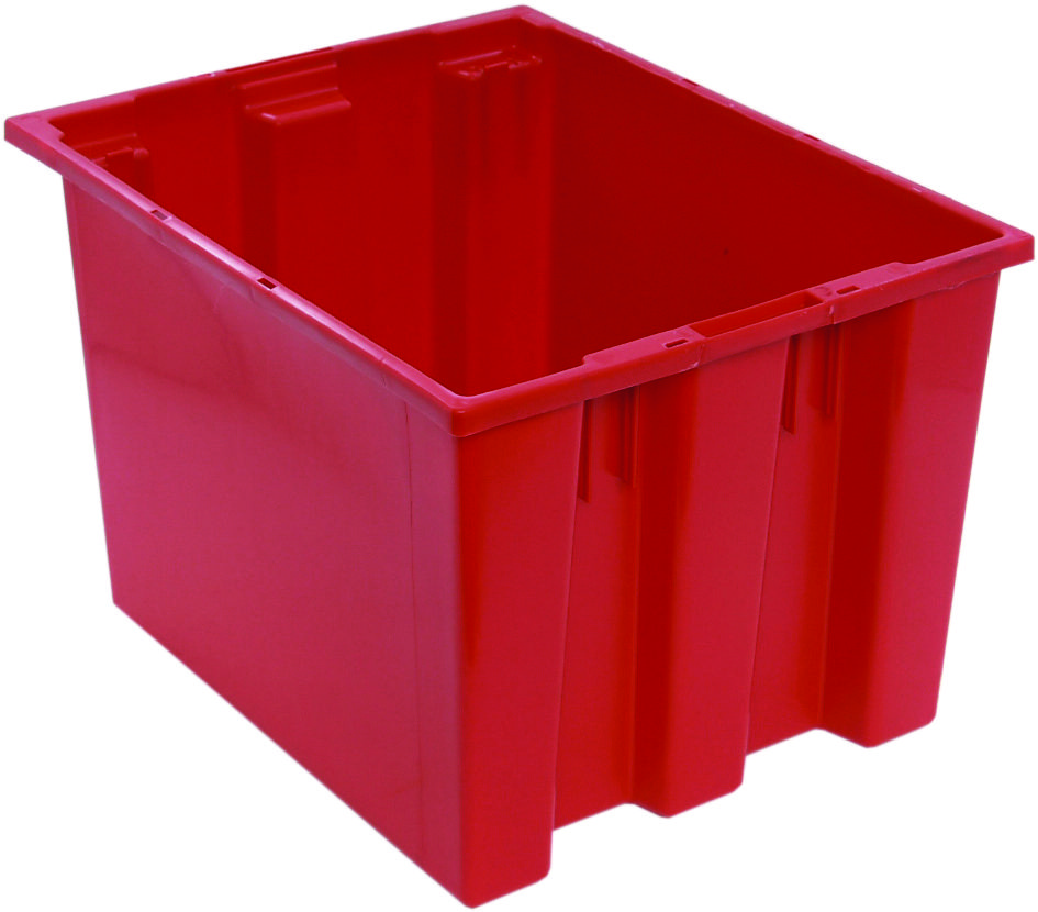 Quantum Stack And Nest Tote, Heavy Duty, 1.70 Cu. Ft., Red (Priced Per Each, 6 Each Per Carton)