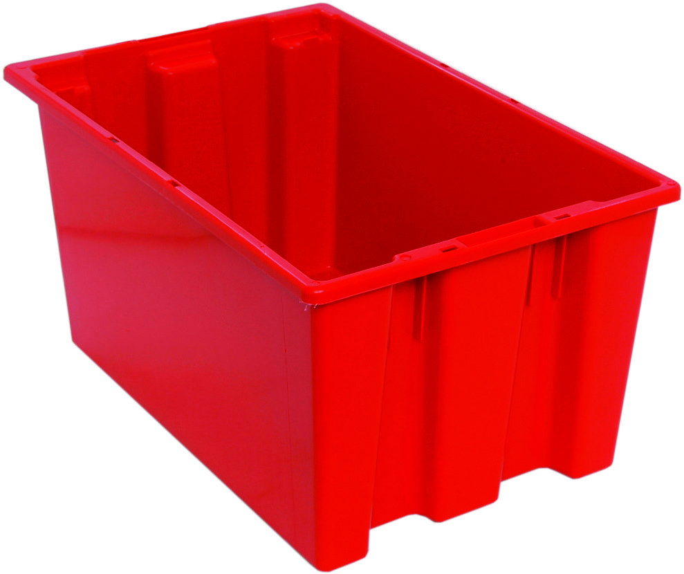 Quantum Stack And Nest Tote, Heavy Duty, 1.70 Cu. Ft., Red (Priced Per Each, 3 Each Per Carton)