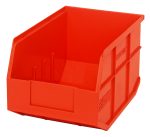 The Quantum Stackable Shelf Bin, 12W x 8-1/4D x 7H in orange polypropylene, is open-fronted, rectangular, lidless with ribbed sides for support and autoclavable up to 250°F, making it ideal for organizing and storing items. Made in the USA.