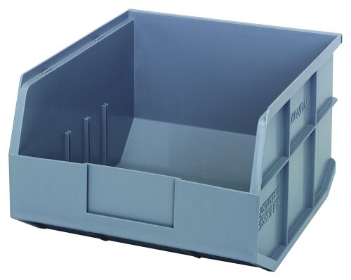 SSB 425 GRAY-L The Quantum Stackable Shelf Bin in gray polypropylene offers an open front for easy access. Measuring 12W x 11D x 7H, it features reinforced sides and a smooth finish, ideal for organizing. Autoclavable up to 250°F, its made in the USA for versatile use.