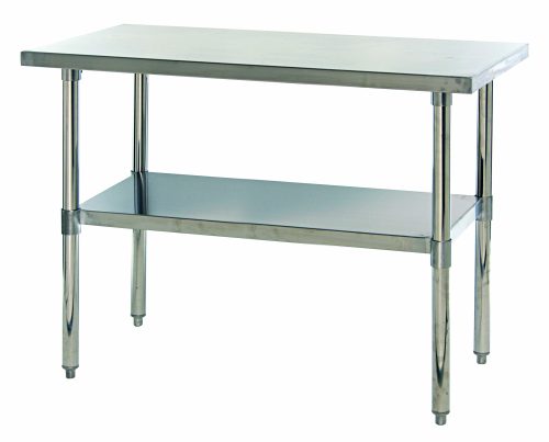 SST-2448U.jpg The Quantum Work Table (48W x 24D x 34H) boasts a sleek 304 stainless steel surface, hemmed edges, an adjustable undershelf for storage, and sturdy legs with adjustable feet, making it ideal for both commercial and home kitchens.