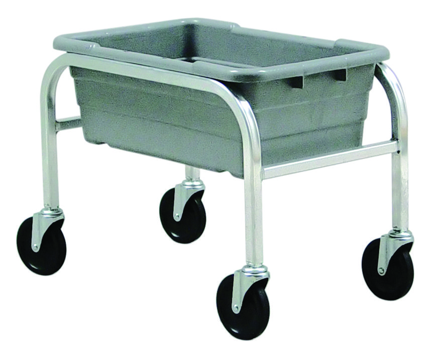 Quantum Tub Rack, Mobile. Weight Per Bin, End Loading, Holds (1) Gray Tubs, (4) 5" Swivel Polyolefin Casters