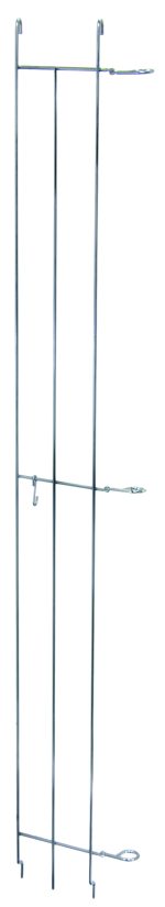 The Quantum Tray Slide features a 62D vertical metal frame with two parallel rods, horizontal bars, hooks, and loops. Its NSF certified and chrome-plated with a tray slide feature for climbing plants or as a garden trellis. Capacity for 10 trays.