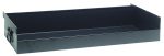 The Quantum Removable Tray Truck Tray is a black steel, empty storage tray measuring 36W x 15D x 6H. It has straight sides, a flat bottom, a handle on the left side, and features a closed front. The tray is displayed against a plain white background.
