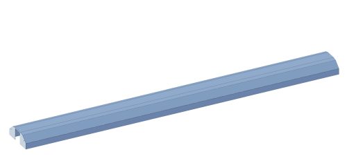 TTK.jpg A slender Quantum Overhead Track with a chrome-plated finish and a semicircular support at one end is positioned diagonally on a plain white background, measuring 24. Made in the USA.