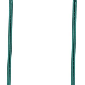The Quantum U-Handle, measuring 18W x 32H, features a green epoxy antimicrobial finish and long legs designed to effectively support plants upright in the garden.
