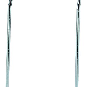 The Quantum U-Handle walker frame, measuring 21W x 32H, features a sleek chrome-plated finish with two vertical legs and a horizontal handlebar, providing minimalist design and lightweight support for enhanced mobility.