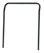 The Quantum U-Handle walker frame, measuring 24W x 32H, aids mobility with its minimalist design and two parallel bars connected at the top. It features a sleek black epoxy antimicrobial finish for enhanced hygiene.