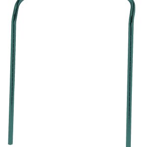 The Quantum U-Handle garden kneeler, with its green metal frame and antimicrobial epoxy finish, features vertical legs and a U-Handle at the top. Its lightweight and supportive for sitting or kneeling while gardening, measuring 24W x 32H.
