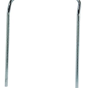 The Quantum U-Handle walking frame, crafted from 304 stainless steel, measures 24W x 32H and features two vertical legs for mobility assistance. It boasts a shiny metallic finish for support in standing and walking.