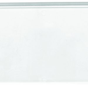 The Quantum Stack Container Window Front is a clear, rectangular plastic cover with slightly raised edges, a smooth surface, subtle markings, and a bottom-right stamp. Perfectly designed to fit stack containers and priced per each for convenience.