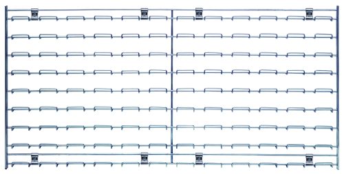 The Quantum Wire Louvered Panel features a 36L x 18H chrome-plated finish with a wireframe design and comes with direct mounting clips, highlighting its structure against a white backdrop.