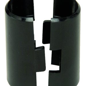 The Quantum Plastic Split Sleeve pack includes four black cylindrical sleeves with two vertical slots forming a broken ring shape, featuring smooth surfaces and sharp edges.