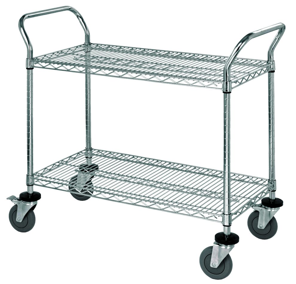 Stainless steel two-shelf wire utility cart