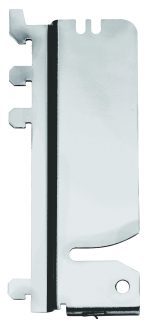 The Quantum Partition Wall Hanging Bracket, sold as a pair in silver metallic, is rectangular with three tabs on the left and a circular hole at the bottom right. It features a vertical black stripe near the center, designed for a 90° angle fit.