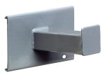 The Quantum Spike is a silver metal wall bracket with a rectangular base, square-ended peg, and Mt. hole; it supports up to 65 lbs. and is ideal for louvered panel installations.