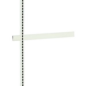 The Quantum Partition Wall Add-On Unit features a white finish adjustable metal frame with evenly spaced holes for flexible shelf placement. It includes one upright, three tie-bars, and stands on four angled legs with black non-slip feet. No shelves are attached.